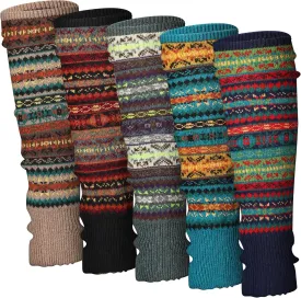 Liitrsh 5 Pairs Boho Long Leg Warmers for Women Winter Christmas Wool Bohemian Leg Warmers with Crochet Flowers