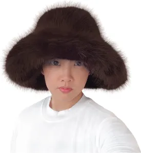 Lina & Lily Oversized Winter Faux Fur Bucket Hat for Women - Long Pile Fur Wide Moldable Brim