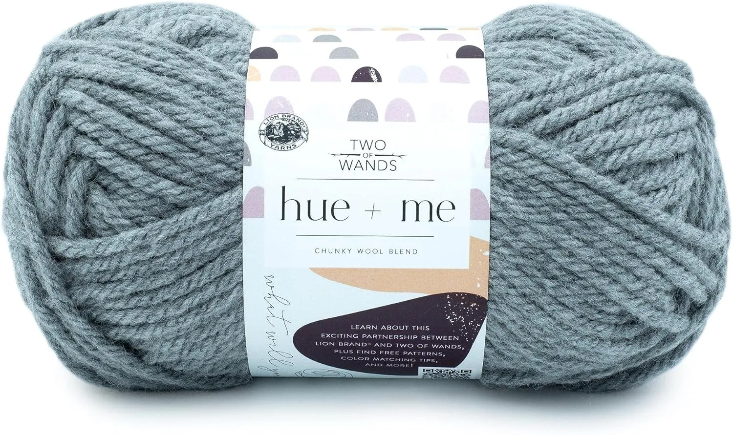 Lion Brand Hue   Me Yarn for Knitting, Crocheting, and Crafting, Bulky and Thick, Soft Acrylic and Wool Yarn, Cement, (1-Pack)