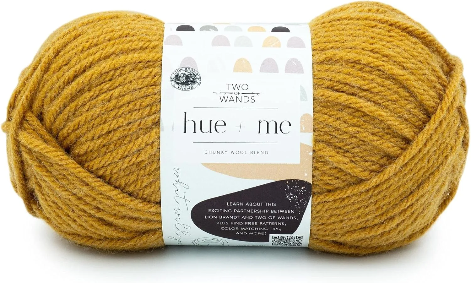 Lion Brand Hue   Me Yarn for Knitting, Crocheting, and Crafting, Bulky and Thick, Soft Acrylic and Wool Yarn, Mustard, (1-Pack)