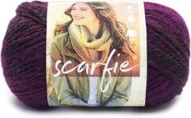 Lion Brand Yarn (1 Skein) Scarfie Bulky Yarn, Charcoal/Magenta