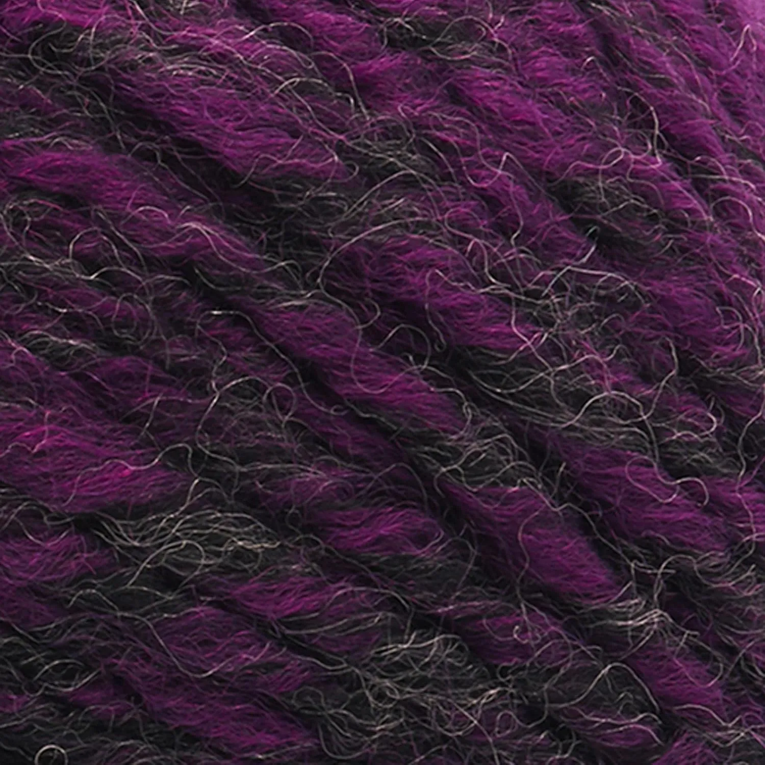 Lion Brand Yarn (1 Skein) Scarfie Bulky Yarn, Charcoal/Magenta
