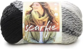 Lion Brand Yarn (1 Skein) Scarfie Bulky Yarn, Cream/Black
