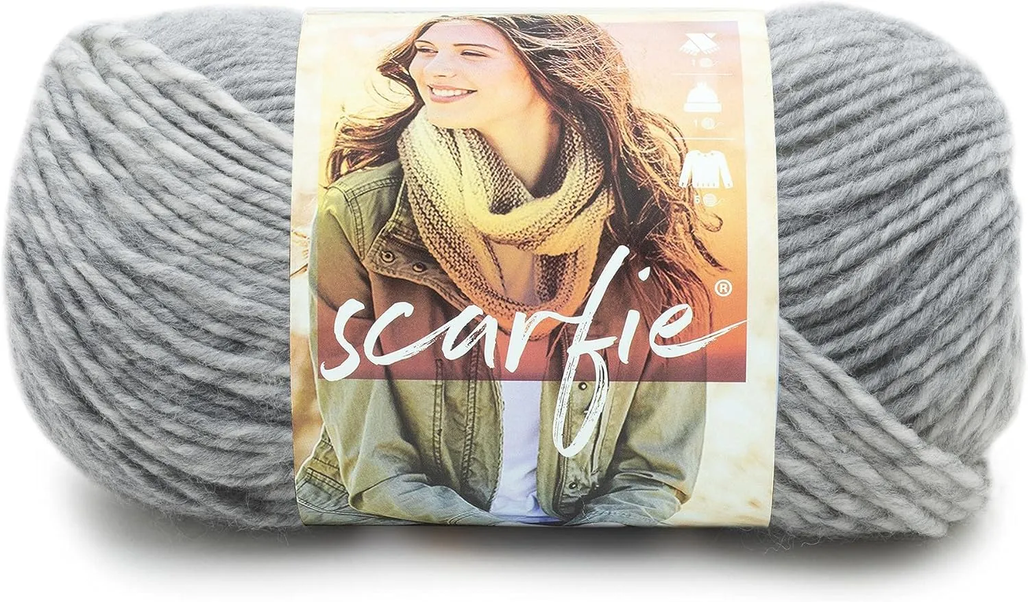 Lion Brand Yarn (1 Skein) Scarfie Bulky Yarn, Cream/Silver