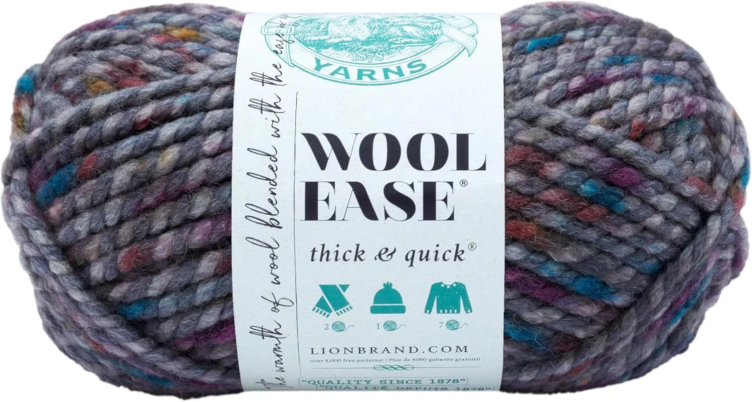 Lion Brand Yarn Wool-Ease Thick & Quick Yarn, Soft and Bulky Yarn for Knitting, Crocheting, and Crafting, 1 Skein, Abalone