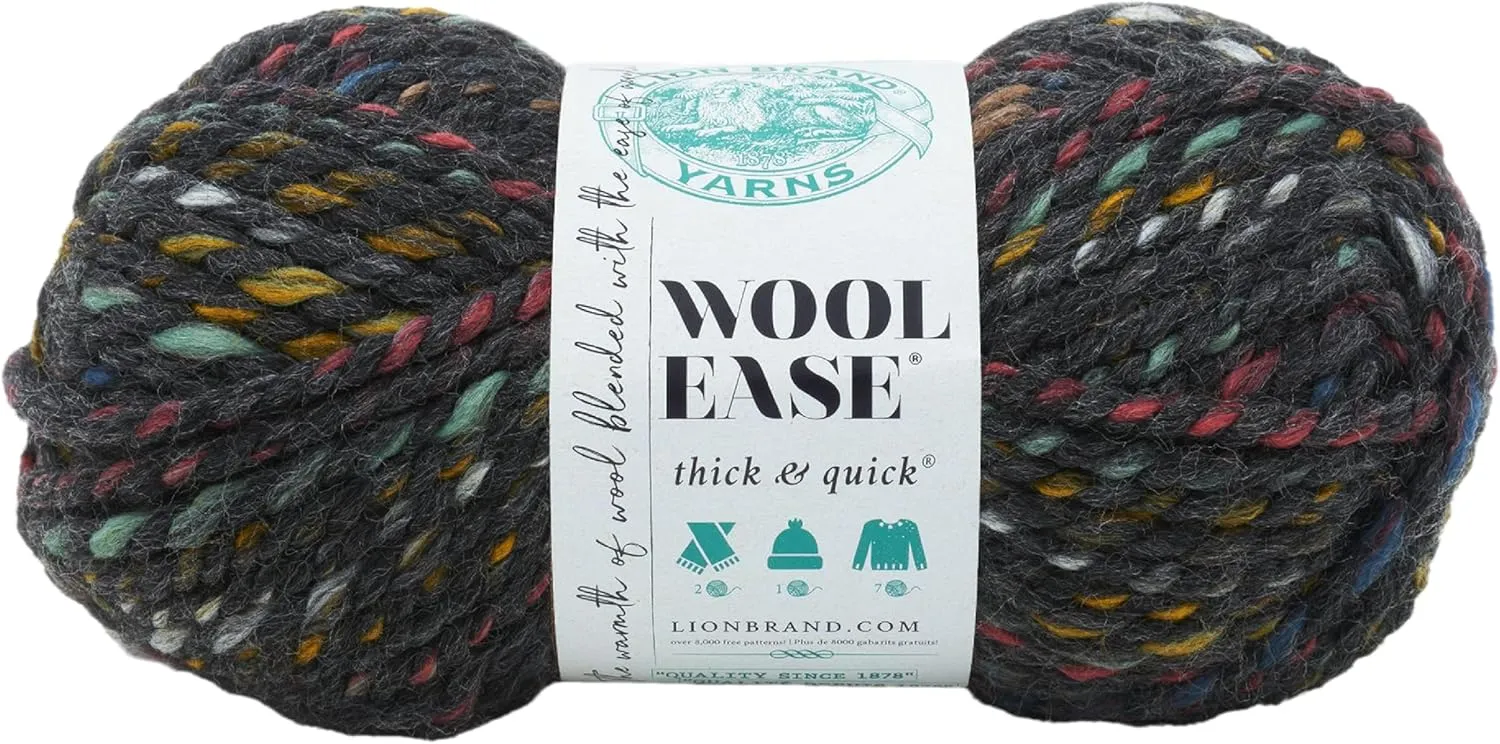 Lion Brand Yarn Wool-Ease Thick & Quick Yarn, Soft and Bulky Yarn for Knitting, Crocheting, and Crafting, 1 Skein, Bedrock