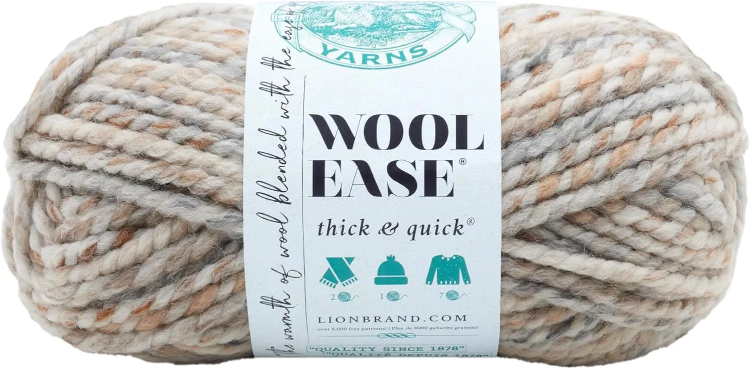 Lion Brand Yarn Wool-Ease Thick & Quick Yarn, Soft and Bulky Yarn for Knitting, Crocheting, and Crafting, 1 Skein, Fossil