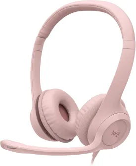 Logitech H390 Gaming Headphones, Wired Headphones with Mic, USB Headset with Microphone for PC, Noise Cancelling Microphone for Video Meetings, Music, Gaming - Rose