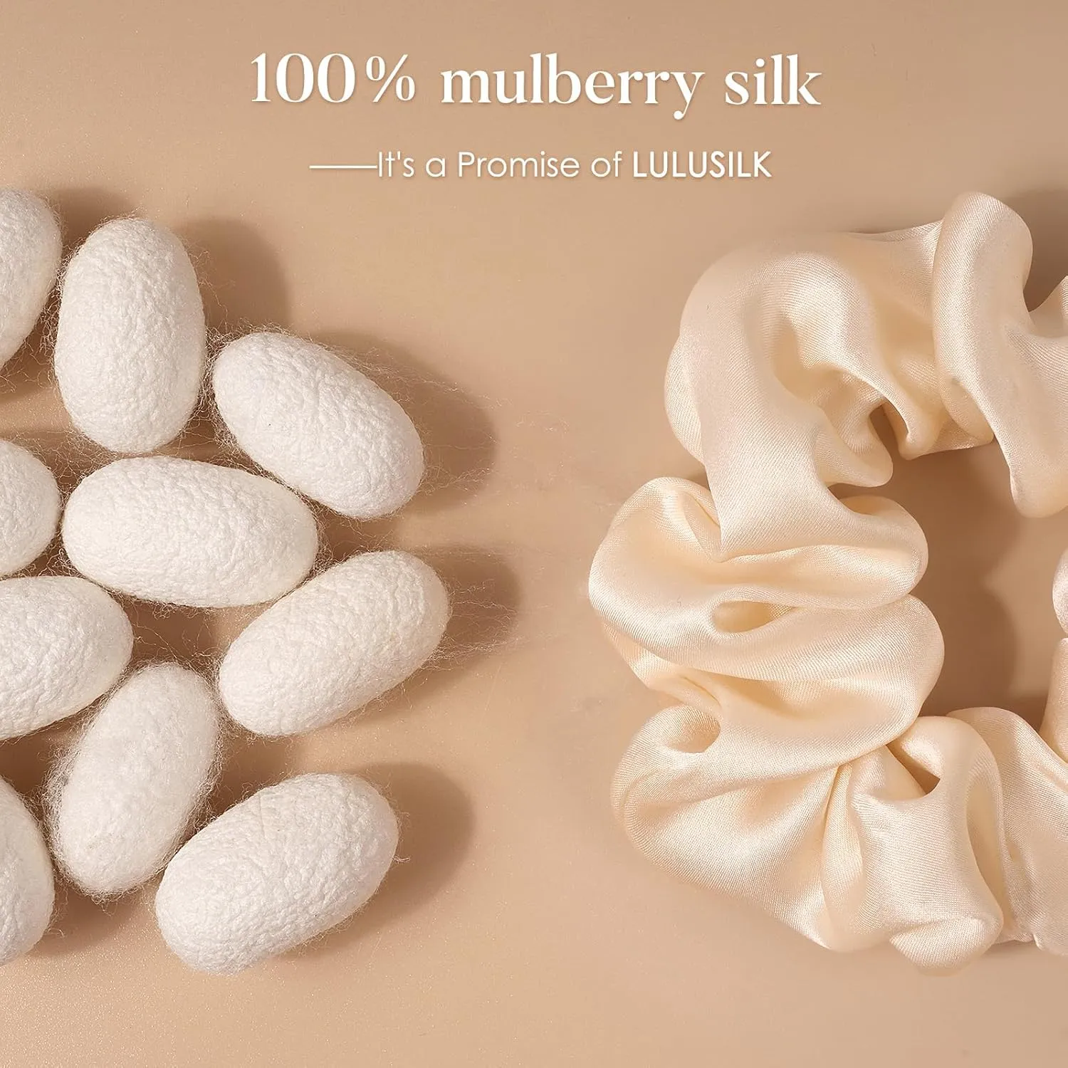 LULUSILK Silk Scrunchies for Hair Sleep, 100% Real Mulberry Silk, No Damage Silk Hair Ties for Women and Girls, Basic Collection, Pack of 3