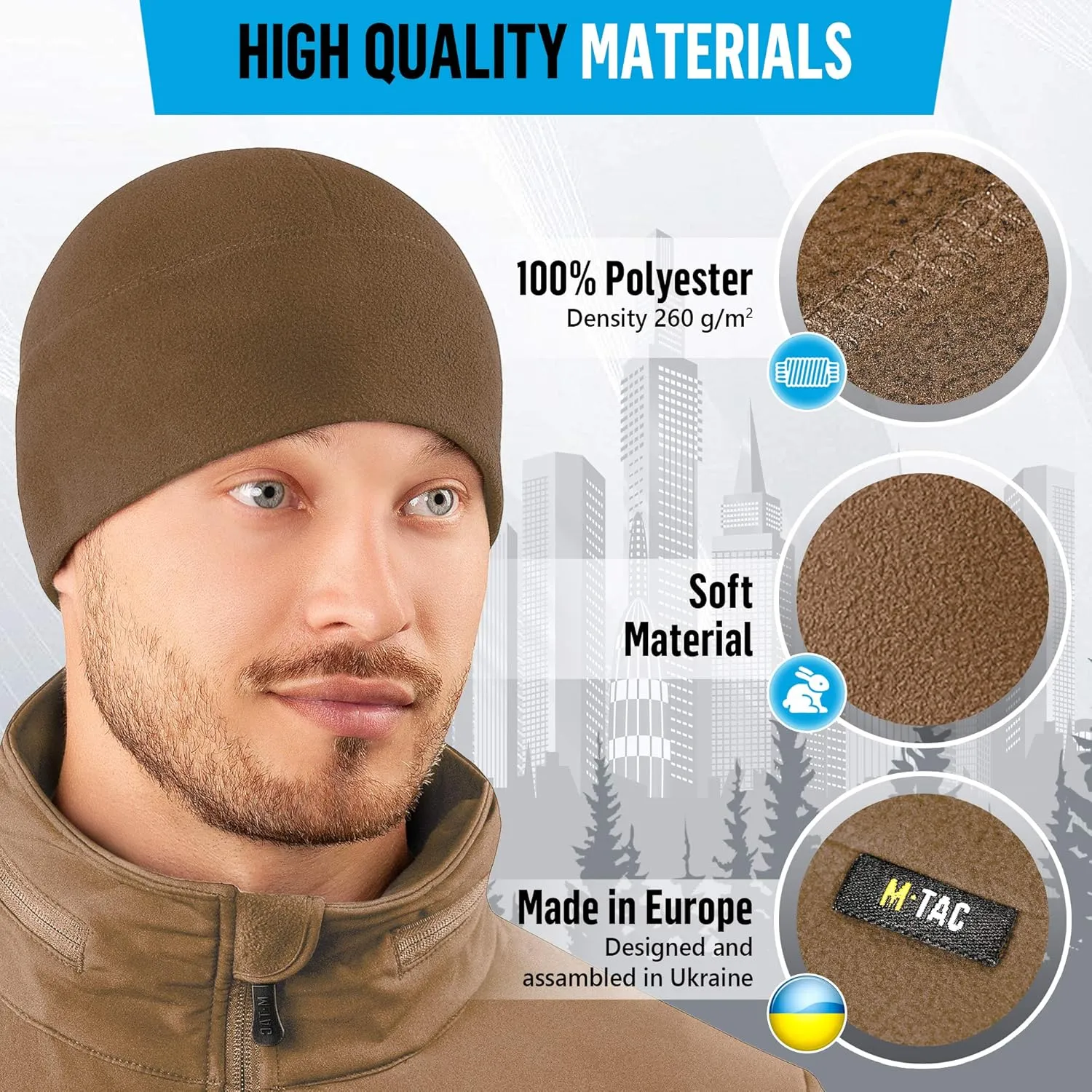 M-Tac Fleece Watch Cap - Army Military Tactical Beanie Hat Winter Skull Cap