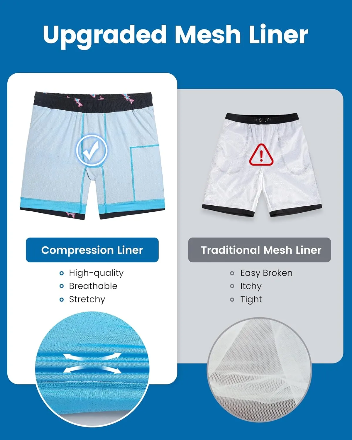 maamgic Mens Swim Trunks with Compression Liner 7 Inch Inseam Mens Bathing Suit Quick Dry Swimming Trunks Swimsuit