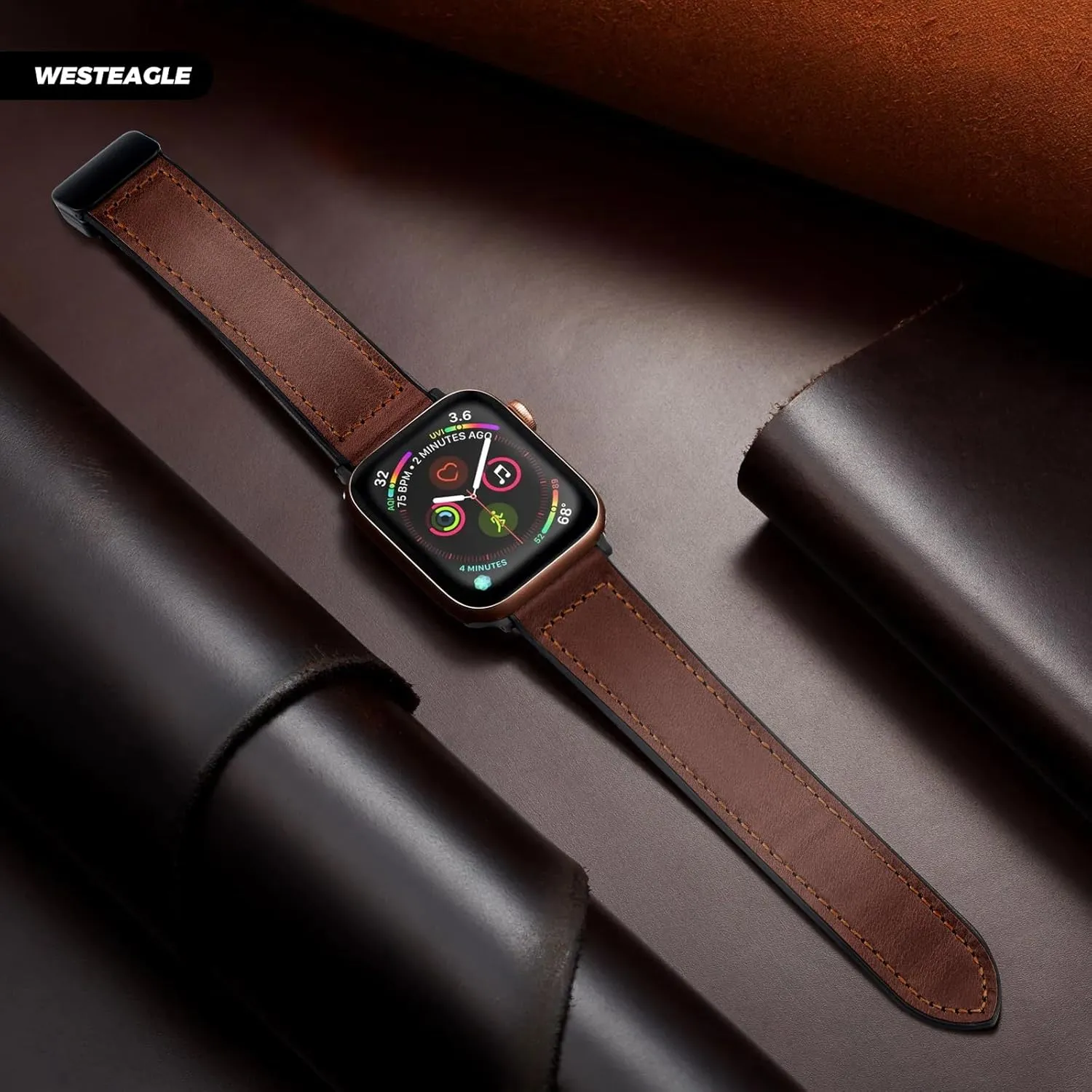 Magnetic Leather Bands Compatible with Apple Watch 49mm 46mm 45mm 44mm 42mm(Series 3/2/1) for Men Women, Genuine Leather with Magnetic Buckle for iWatch Ultra 1/2 Series SE/10/9/8/7/6/5/4/3