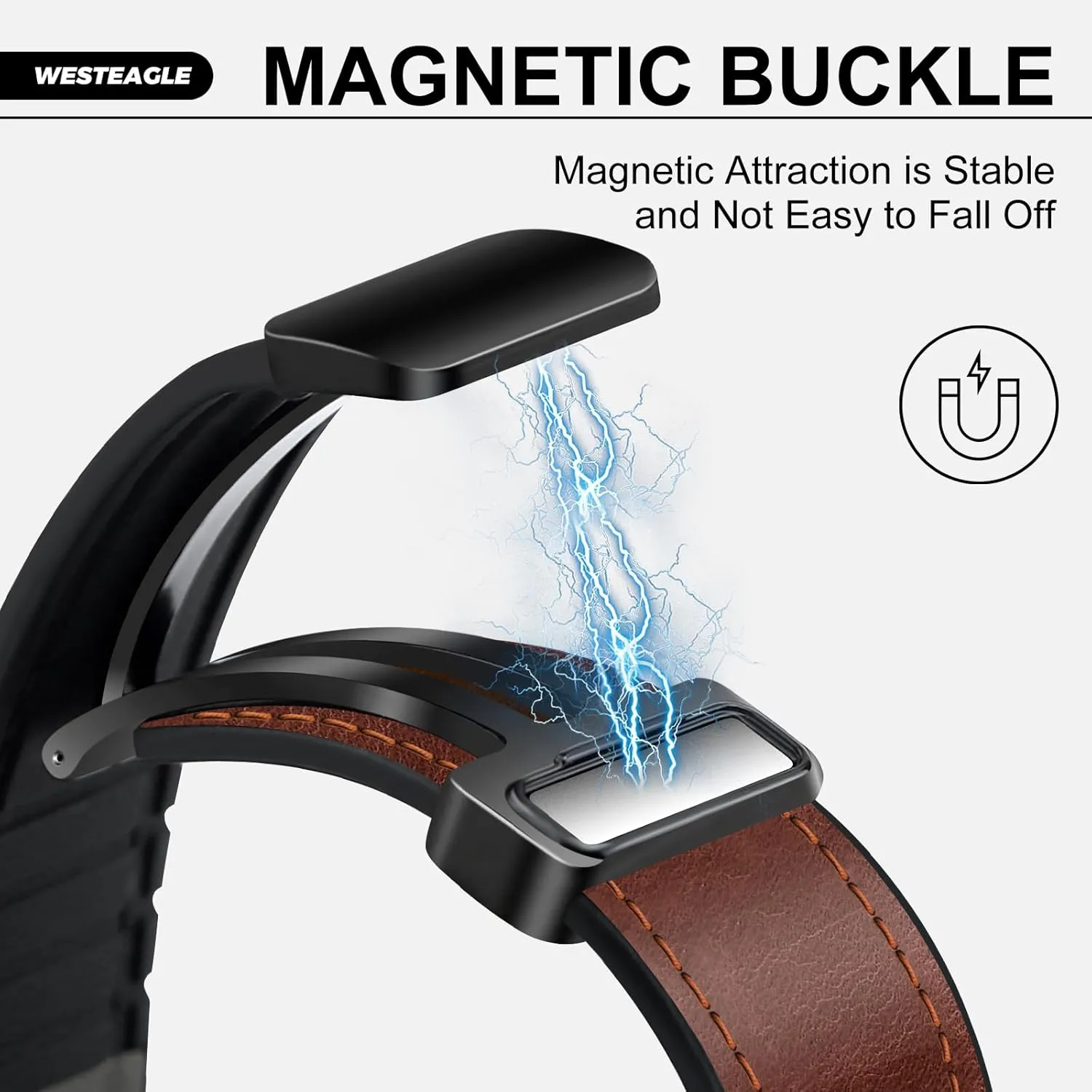 Magnetic Leather Bands Compatible with Apple Watch 49mm 46mm 45mm 44mm 42mm(Series 3/2/1) for Men Women, Genuine Leather with Magnetic Buckle for iWatch Ultra 1/2 Series SE/10/9/8/7/6/5/4/3