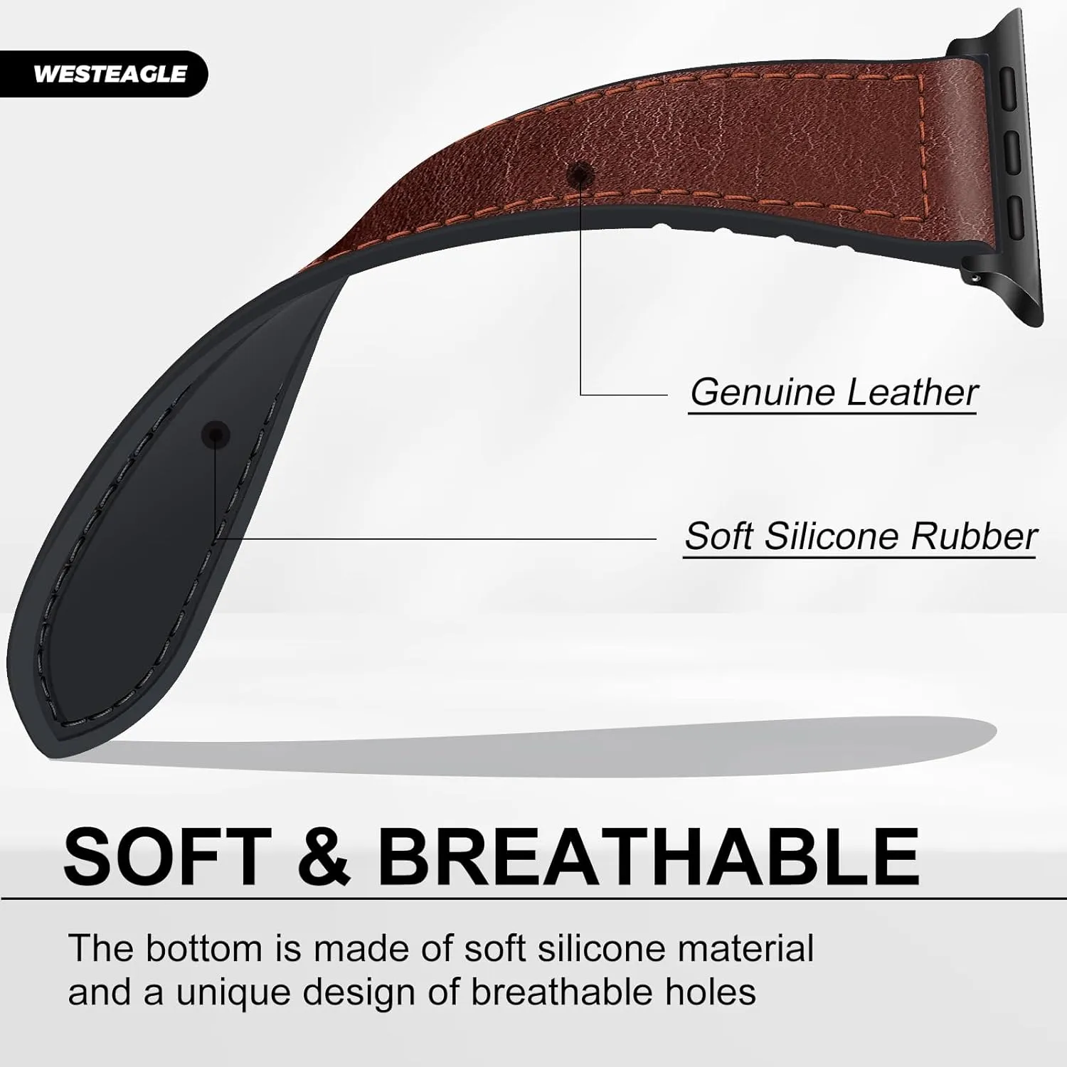 Magnetic Leather Bands Compatible with Apple Watch 49mm 46mm 45mm 44mm 42mm(Series 3/2/1) for Men Women, Genuine Leather with Magnetic Buckle for iWatch Ultra 1/2 Series SE/10/9/8/7/6/5/4/3