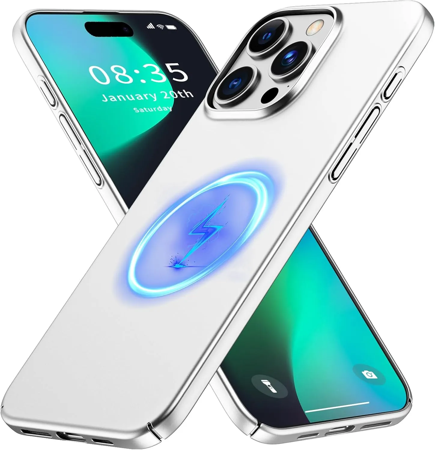 Magnetic Ultra Thin Frosted Designed for iPhone 14 Pro Max Phone Case 6.7 inch(2022) Slim Minimalist Lightweight Matte Hard PC Compatible with MagSafe Cover Protective Bumper Case- Silvery