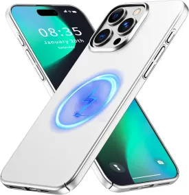 Magnetic Ultra Thin Frosted Designed for iPhone 14 Pro Max Phone Case 6.7 inch(2022) Slim Minimalist Lightweight Matte Hard PC Compatible with MagSafe Cover Protective Bumper Case- Silvery