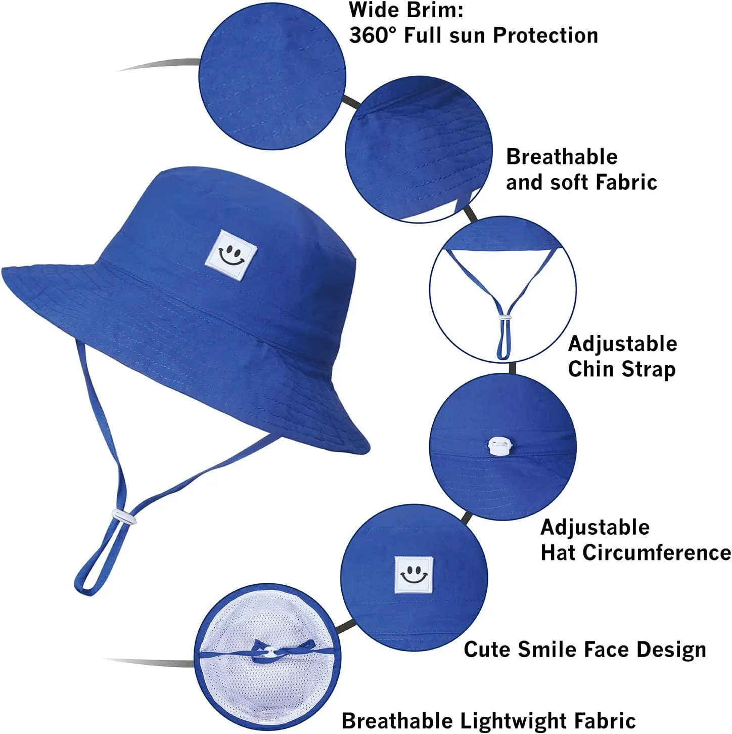 MaxNova Baby Sun Hat Smile Face UPF 50  Toddler Bucket Hat for Boys Girls 0-7 Years