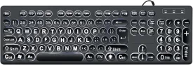 MCSaite Wired Backlit USB Keyboard - 104 Keys Standard Full Size with White LED Large Letter Print Keyboard for Windows Desktop, Laptop, PC