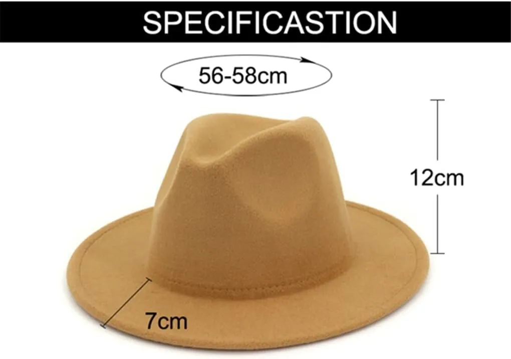 Men Fedora Hat Unisex Solid Color Fedora Hat Women's Wide Brim Jazz Hat Autumn Winter Panama Hat