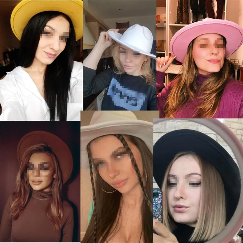 Men Fedora Hat Unisex Solid Color Fedora Hat Women's Wide Brim Jazz Hat Autumn Winter Panama Hat