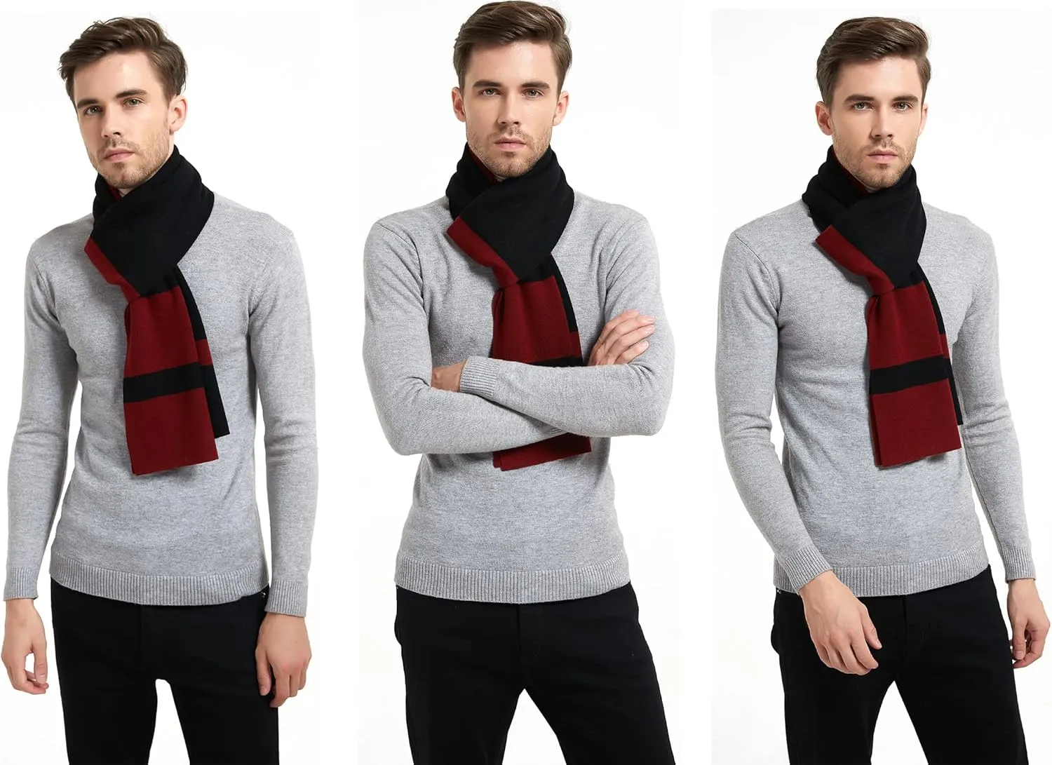 Men Winter Cashmere Scarf Wool Soft Warm Knitted Casual Scarves for Men