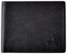 Mens RFID Leather Wallet Bifold with Flip UP ID in Black Saffiano Leather