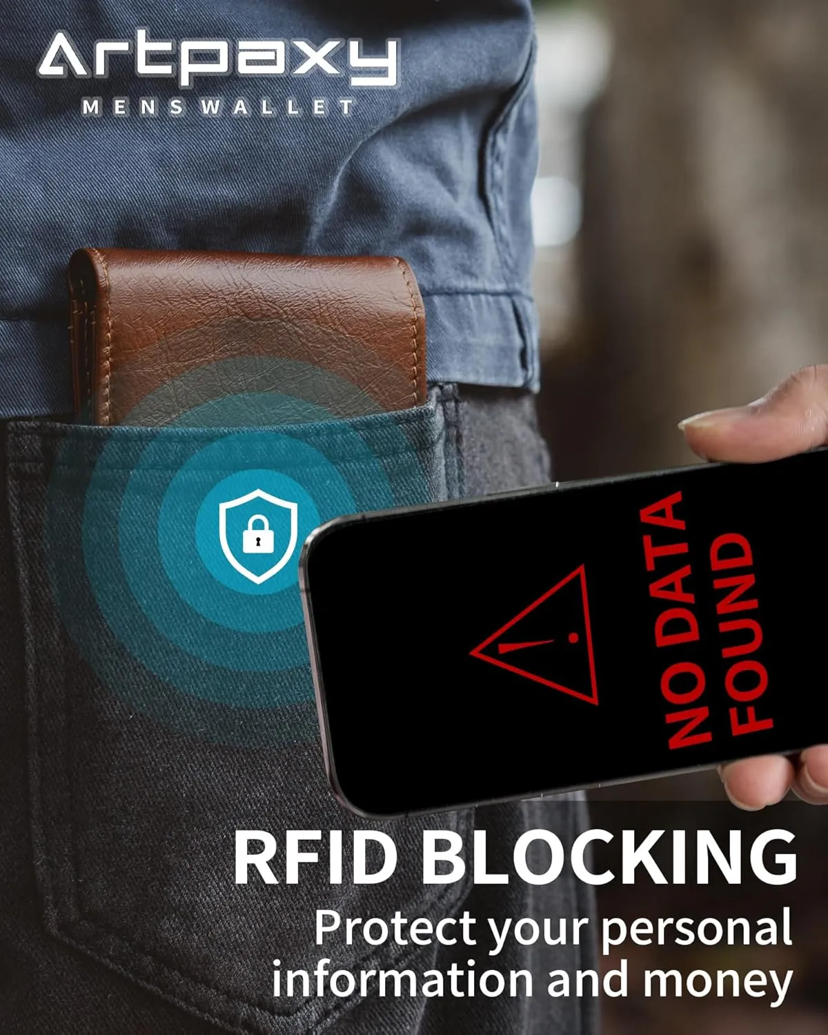 Mens Wallet Genuine Leather Bifold RFID Blocking Wallet for Men with 1 ID Window 13 Card Holders 2 cash pockets 1 Gift Box