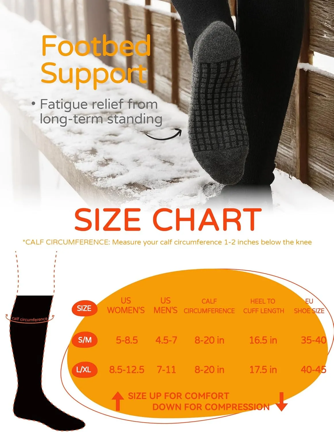 Merino Wool Compression Socks for Women Men (2/3 Pairs) Knee High Winter Thermal Thick Warm for Nurse Pregnant Travel
