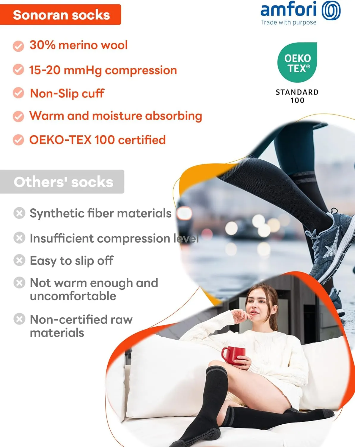 Merino Wool Compression Socks for Women Men (2/3 Pairs) Knee High Winter Thermal Thick Warm for Nurse Pregnant Travel