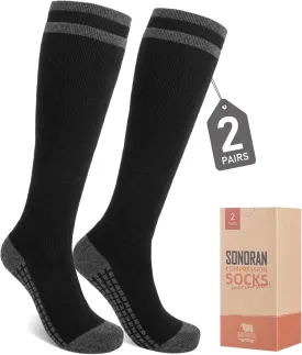 Merino Wool Compression Socks for Women Men (2/3 Pairs) Knee High Winter Thermal Thick Warm for Nurse Pregnant Travel