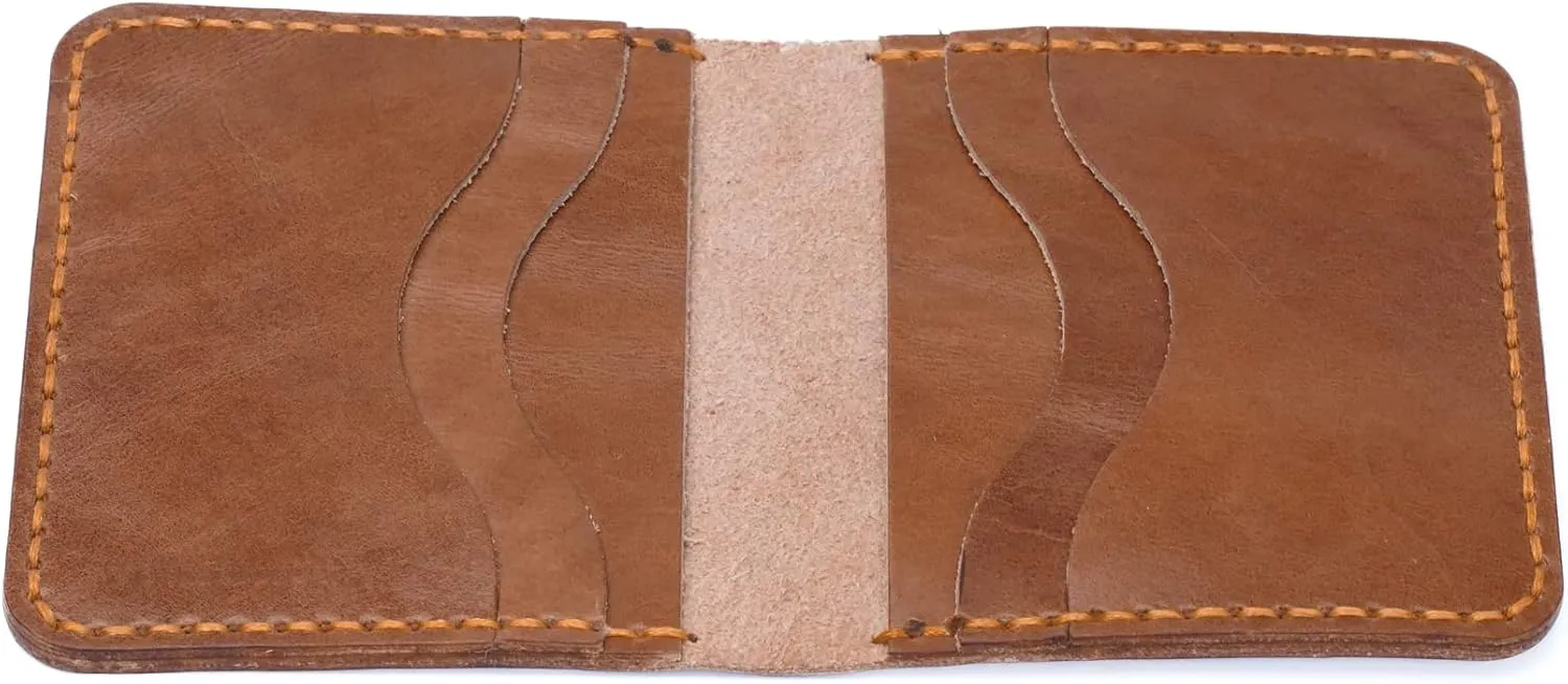Minimalist Slim foldable Wallet, Handmade Full Grain Minimalist Leather Wallet for Men, Hand-stitched, Slim Wallet for Men, Leather wallet (Brown)