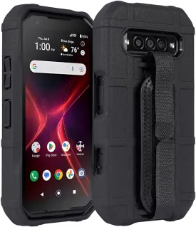 Nakedcellphone Handy Series Compatible with Verizon Kyocera DuraForce Pro 3 Case, Tactical Rugged Shield Protective Cover with Removable Hand Strap - Black