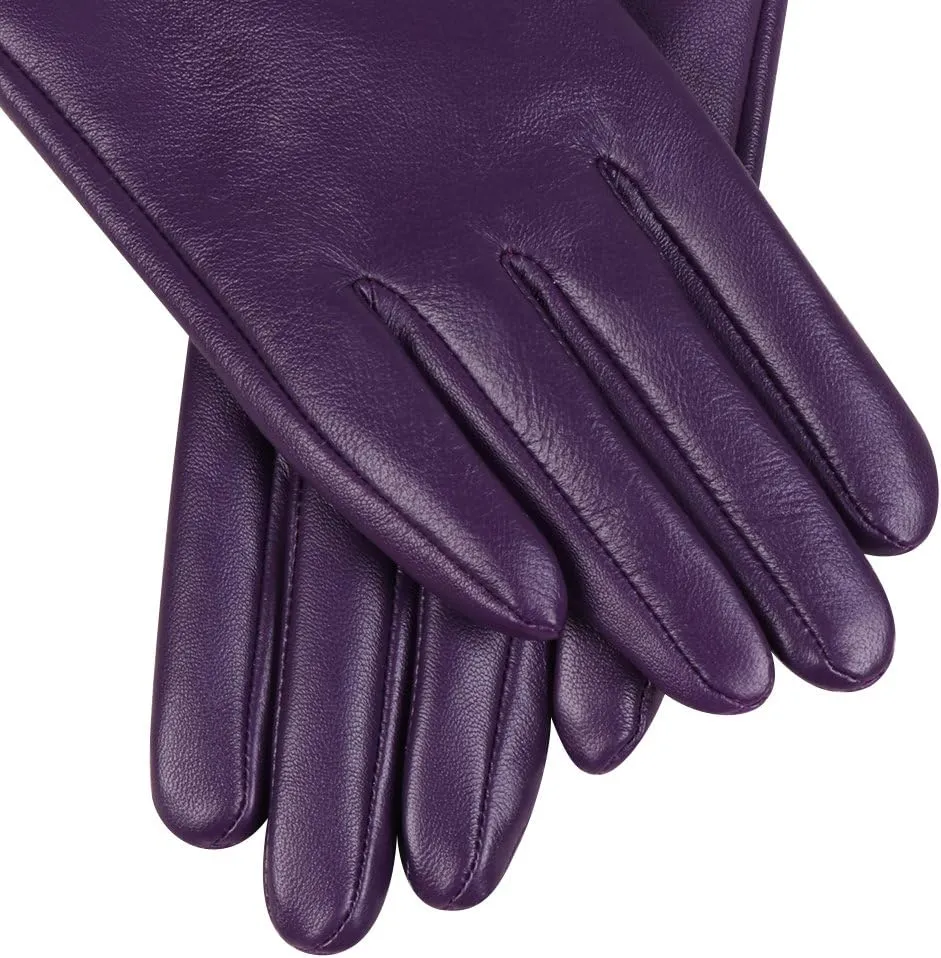 Nappaglo Nappa Leather Gloves Warm Lining Winter Button Decoration Lambskin for Women