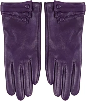 Nappaglo Nappa Leather Gloves Warm Lining Winter Button Decoration Lambskin for Women