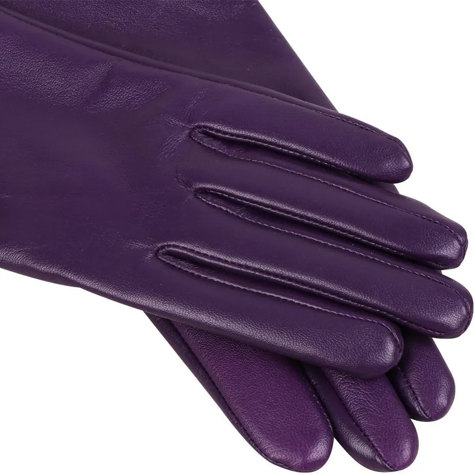 Nappaglo Nappa Leather Gloves Warm Lining Winter Button Decoration Lambskin for Women