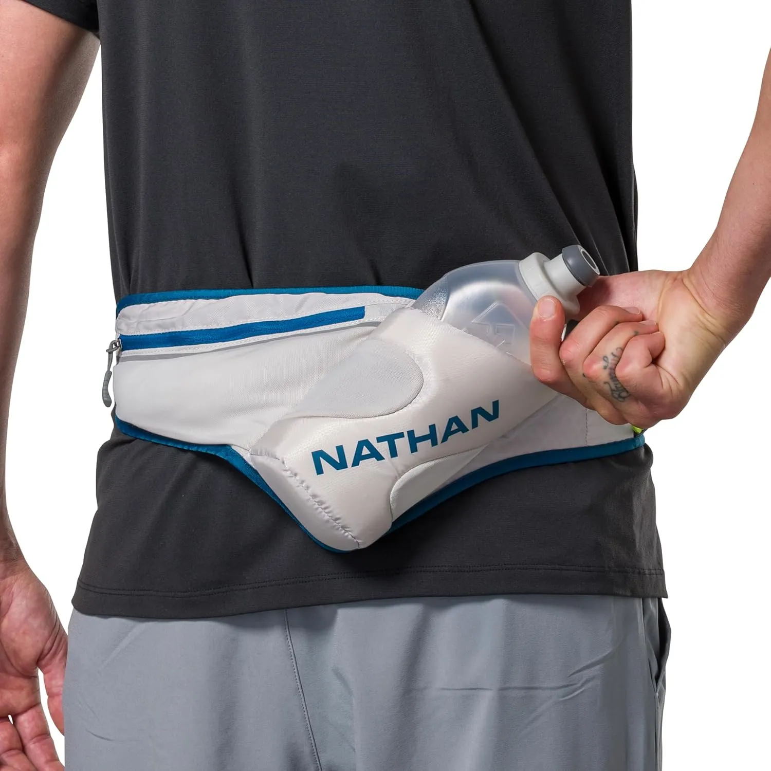 Nathan Peak Hydration Waist Pack with Storage Area & Run Flask 18oz  Running, Hiking, Camping, Cycling