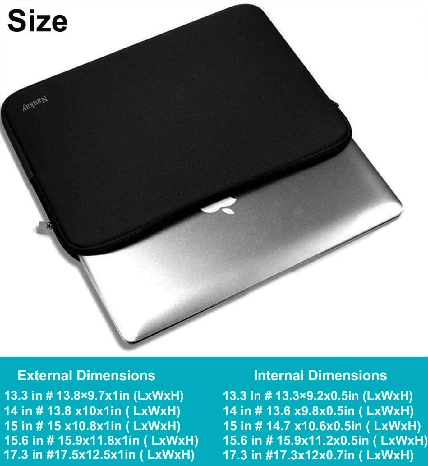 Naukay Laptop Sleeve Case, 15.6 Inch,Resistant Neoprene Notebook Computer Pocket Case/Tablet Briefcase Carrying Bag Compatible Asus/Dell/Fujitsu/HP/Sony/Toshiba/Acer- (Black)