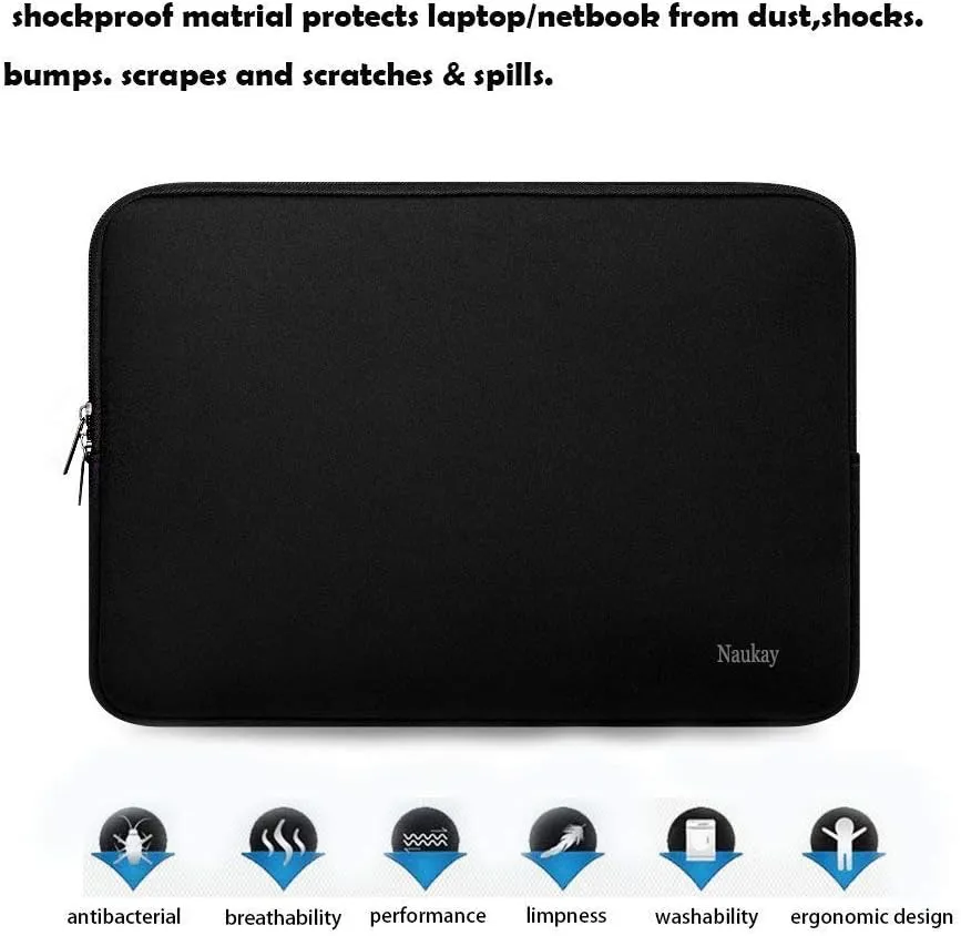 Naukay Laptop Sleeve Case, 15.6 Inch,Resistant Neoprene Notebook Computer Pocket Case/Tablet Briefcase Carrying Bag Compatible Asus/Dell/Fujitsu/HP/Sony/Toshiba/Acer- (Black)