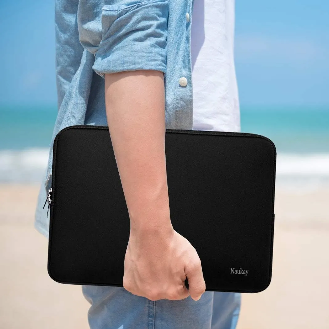 Naukay Laptop Sleeve Case, 15.6 Inch,Resistant Neoprene Notebook Computer Pocket Case/Tablet Briefcase Carrying Bag Compatible Asus/Dell/Fujitsu/HP/Sony/Toshiba/Acer- (Black)