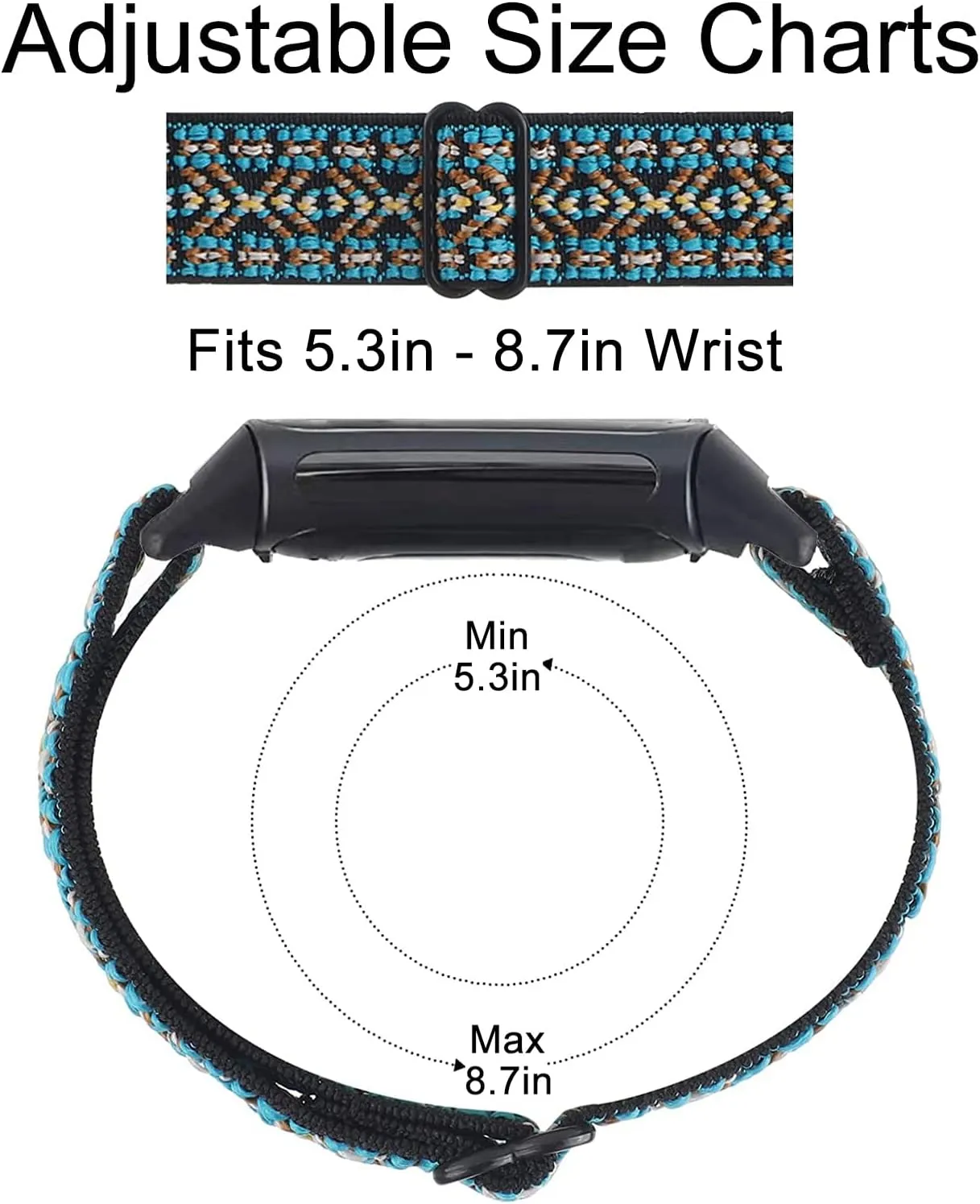 Nigaee 3 Pack Elastic Nylon Bands & Lace Silicone Bands Compatible with Fitbit Charge 5/Charge 6,Adjustable Breathable Replacement Straps Soft Nylon Loop & Slim Silicone Wristbands for Women Men