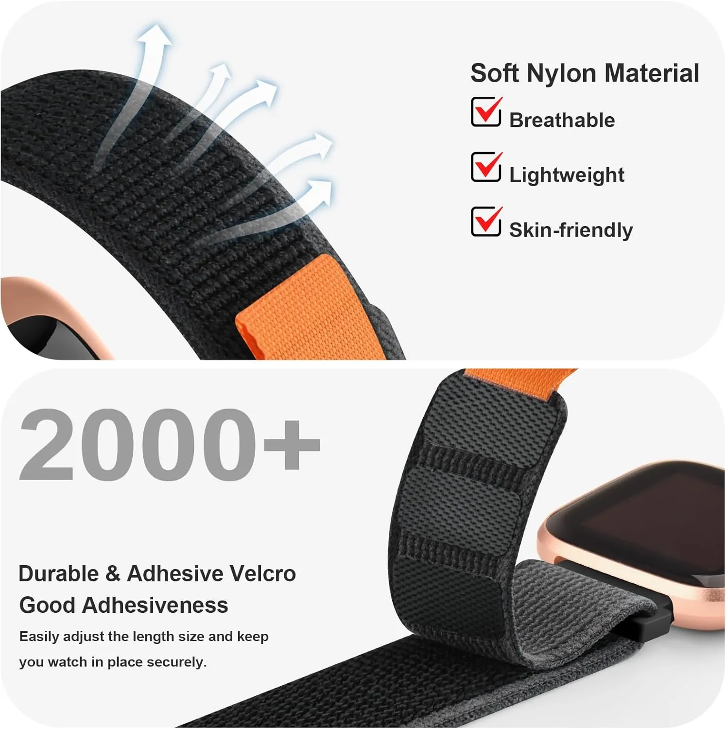 Nylon Bands for Fitbit Versa 2 Bands Women Men, Adjustable Soft Breathable Sport Replacement Wristbands for Fitbit Versa 2 / Fitbit Versa/Versa Lite/Versa SE