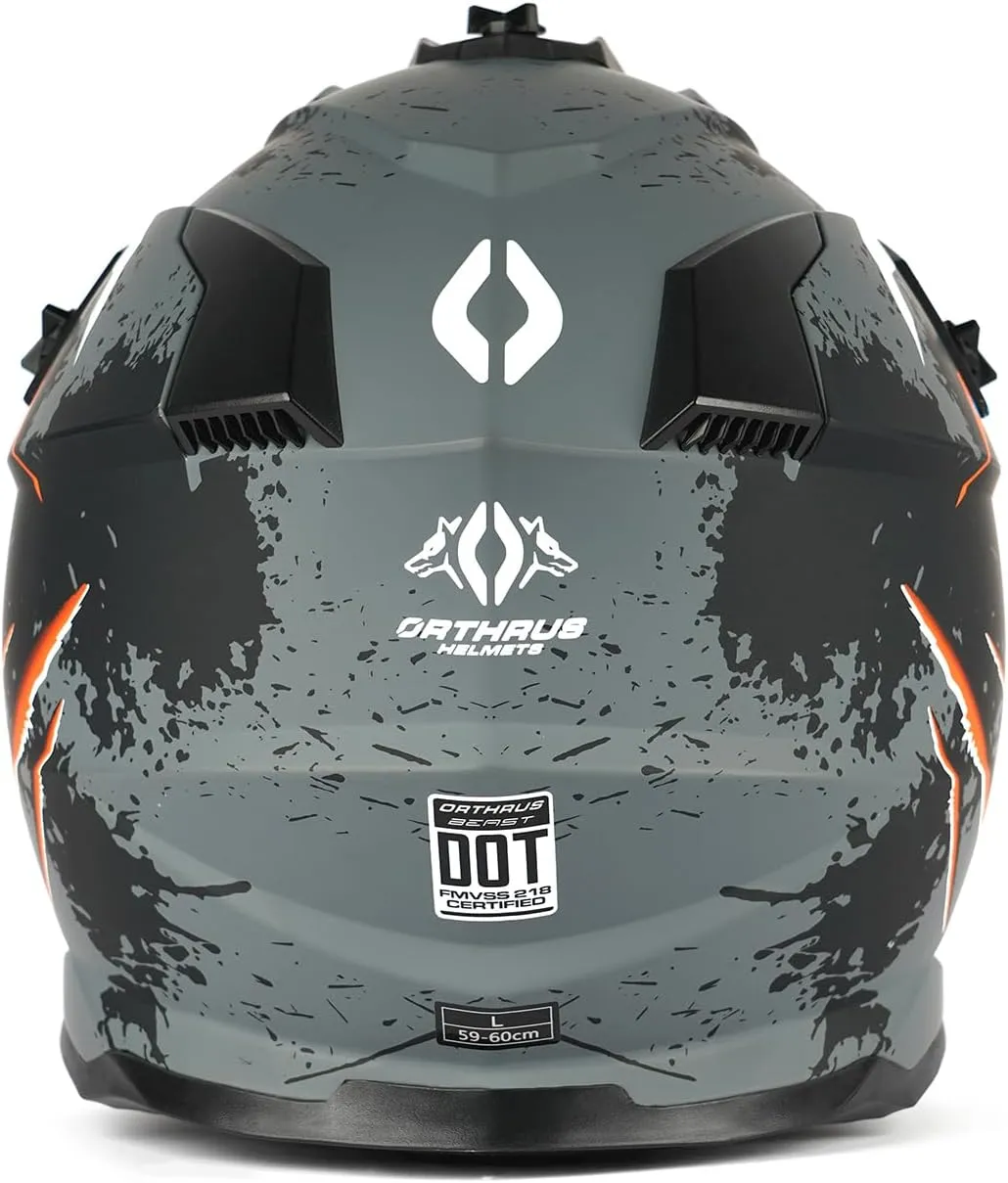 Orthrus Greyhound Off-Road Helmet: Ultimate Safety and Performance for Adult ATV, Motorcross, Dirt Bike, and Snowmobile Enthusiasts - Devour Blue (Size L)