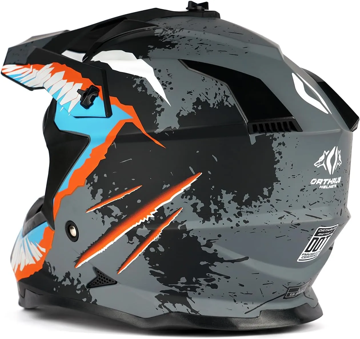 Orthrus Greyhound Off-Road Helmet: Ultimate Safety and Performance for Adult ATV, Motorcross, Dirt Bike, and Snowmobile Enthusiasts - Devour Blue (Size L)