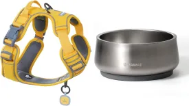 Pawaii Dog Bowl, Insulated Dog Bowl, Double-Layer 304 Stainless Steel Dog Bowls with Non-Slip Rubber Base & Pawaii Dog Harness for Large Dogs No Pull Bundle