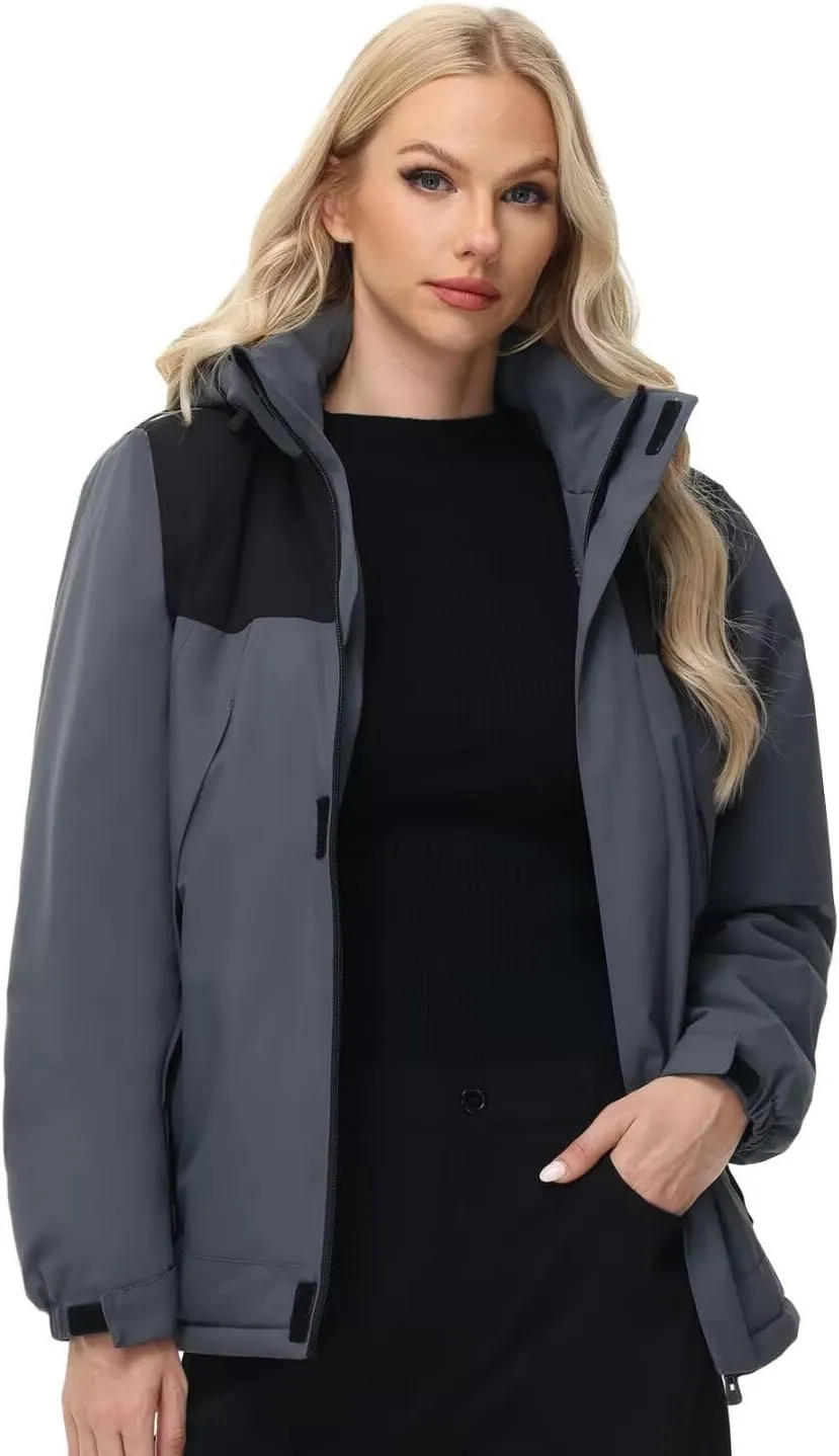 Pdbokew Women's Skiing Snowboarding Jackets Fleece Hood Mountain Snow Coat
