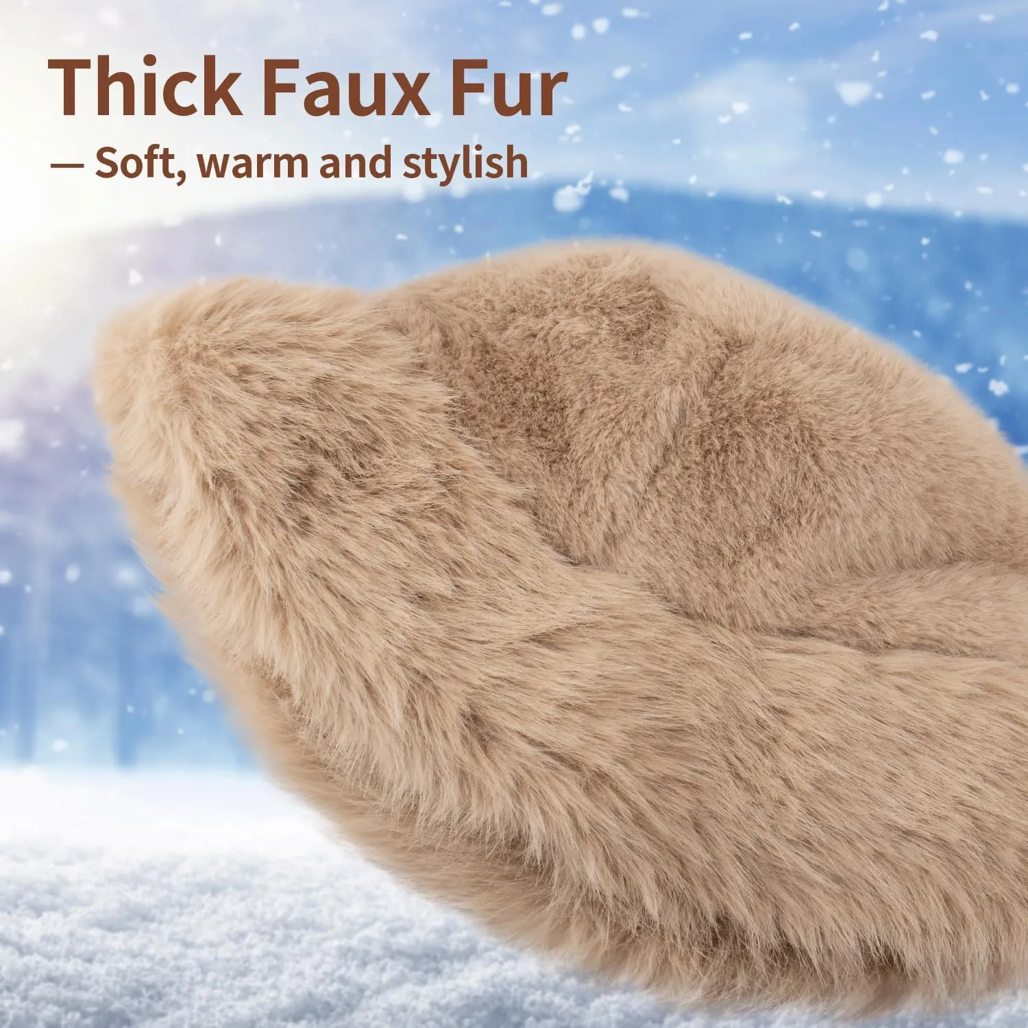 Peicees Winter Bucket Hat for Women Girls Fur Russian Ushanka Ladies Fluffy Snow Hat Fuzzy Fisherman Cap Warm Cute