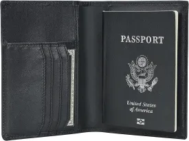 Polare Men's Slim RFID Blocking Leather Passport Holder Travel Bifold Wallet (Black)