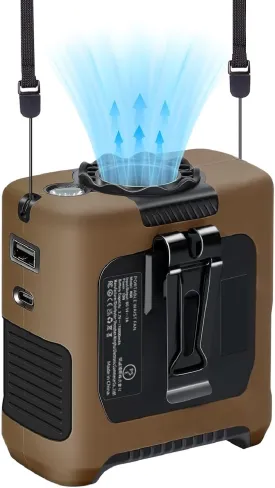 Portable Fans Strong Airflow Personal Waist Fan with Max 40H Runtime Hands Free Neck Fans Wearable Belt Fan for Outdoor Jobsite Camping and Traveling 5 Speeds USB-C Rechargeable 10000mAh (Brown)