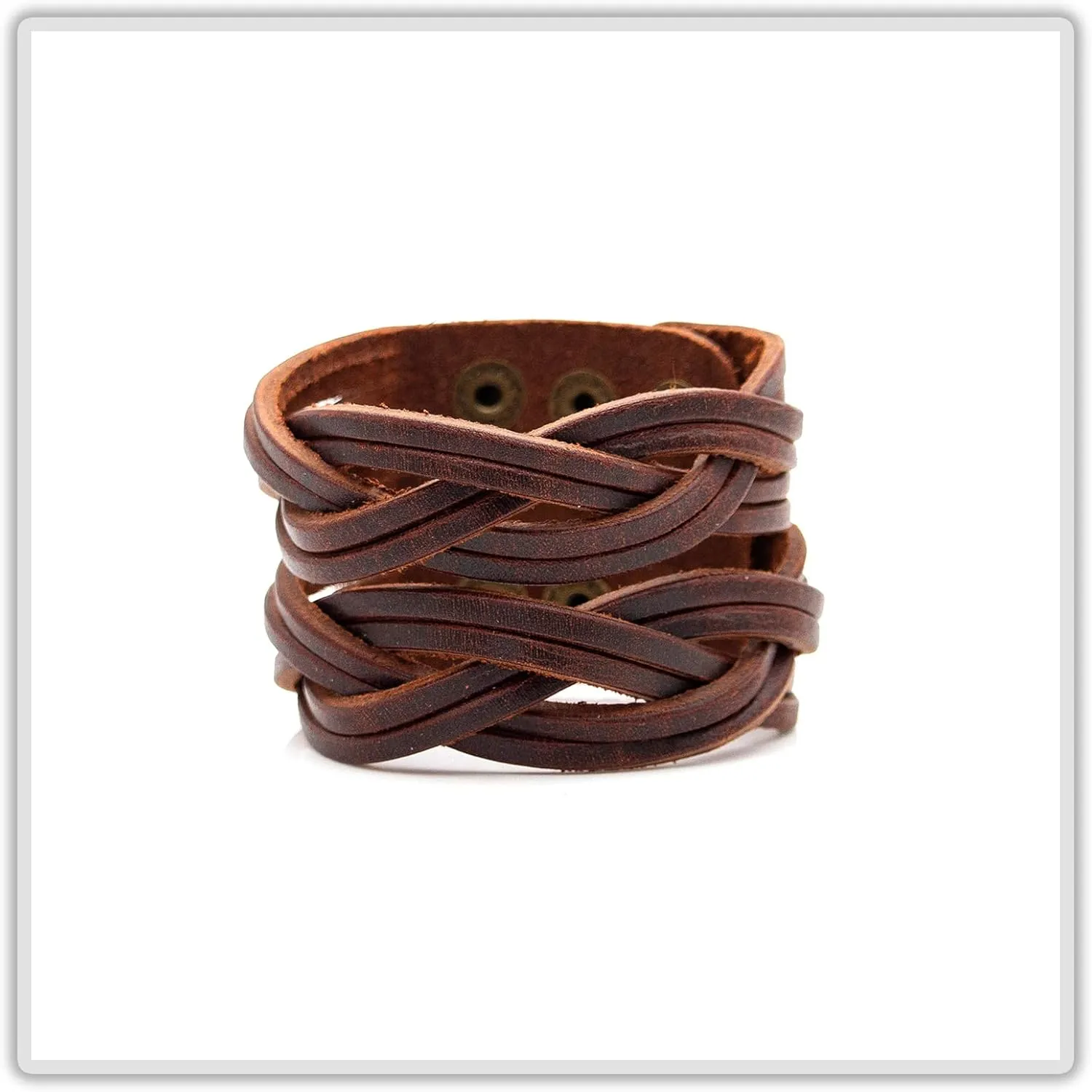 Punk Braided Band Bracelet Wide Leather Arm Cuff Bracelet