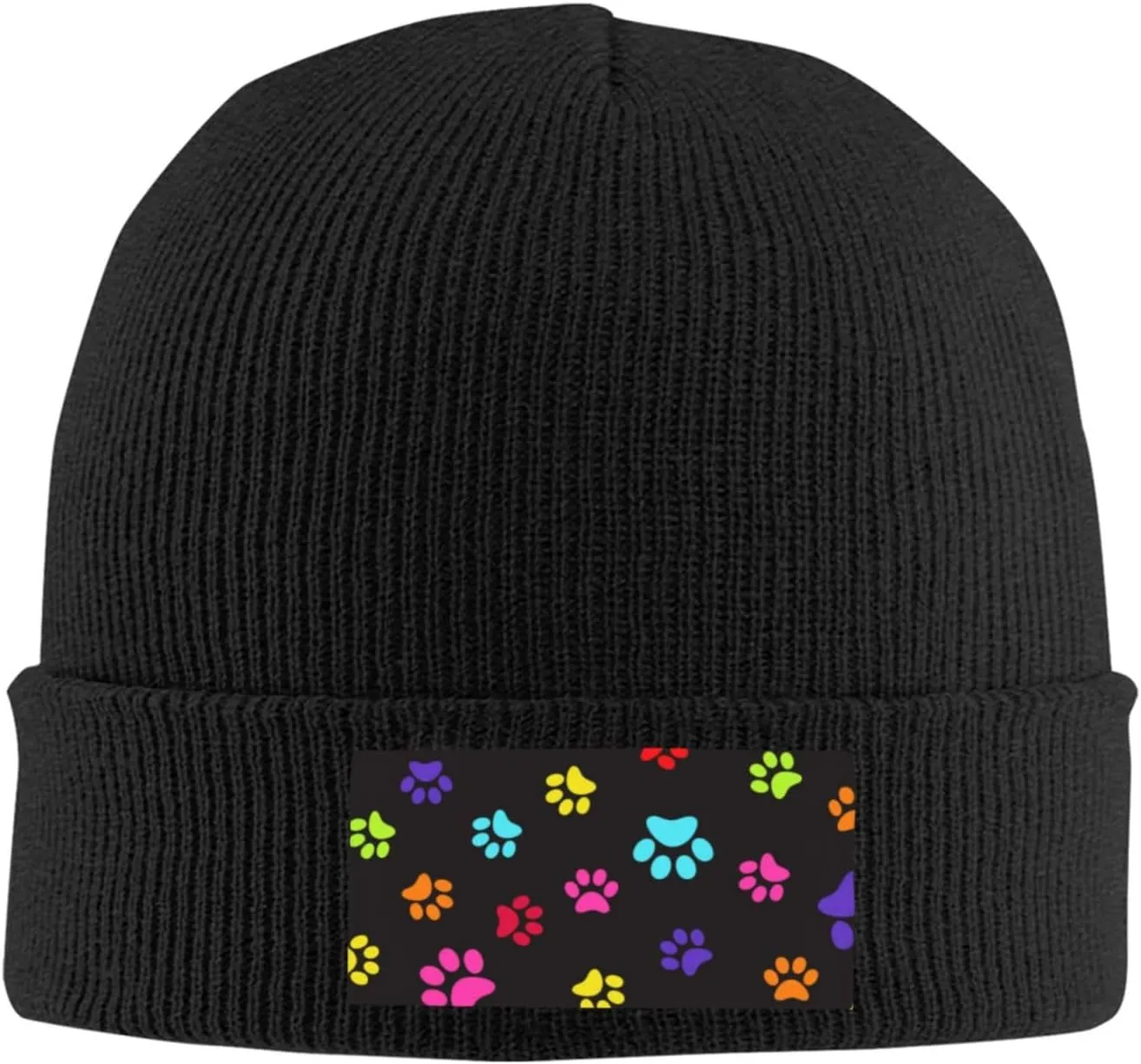 Puppy Dog Paw Men's Winter Cuffed Beanie Hat Slouchy Stretch Skull Cap Cozy Warm Knitted Hat